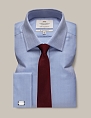 Hawes & Curtis Herringbone Blue Slim Fit Shirt Double Cuff